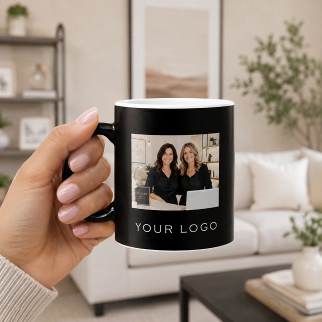 Black business logo rectangular photo magic mug (Creator Uploaded)