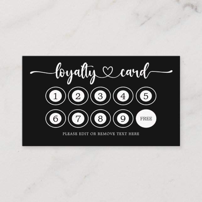 Black Business Logo Store Salon Coffee Shop  Loyalty Card (Front)