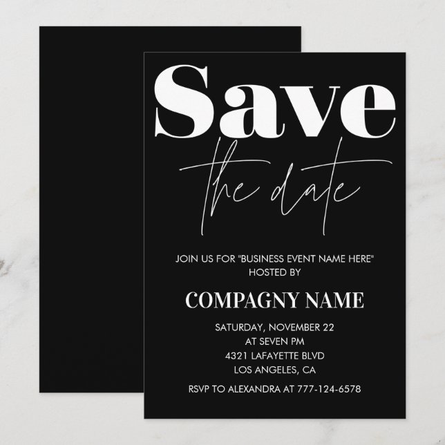 Black Business party invite Save the date (Front/Back)