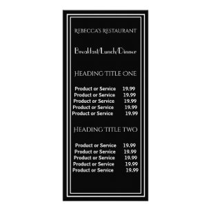 Black Business Pricing & Service Rack Card