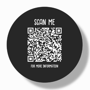 Black Business QR Code Scannable Classic Round Sticker