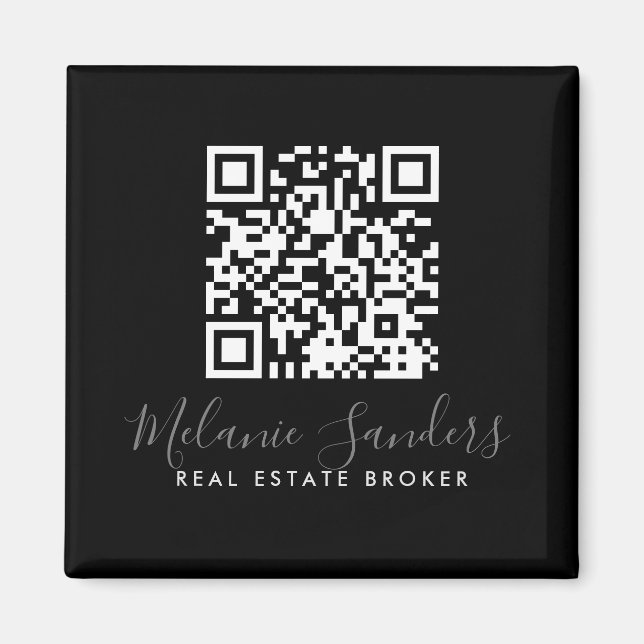 BLACK Business REAL ESTATE Magnet with QR CODE  (Front)