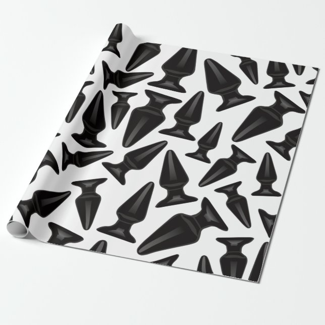 Black butt plug pattern - customizable wrapping paper (Unrolled)