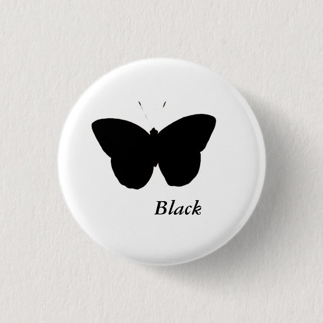 Black Butterfly 1 Inch Round Button (Front)