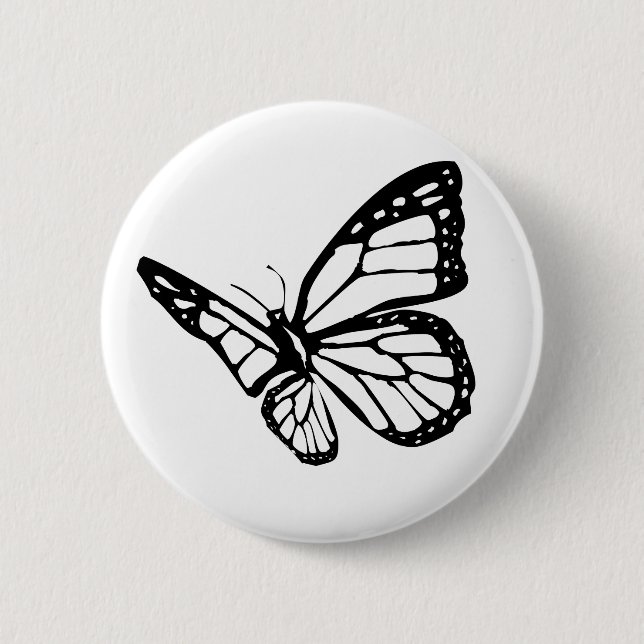 Black Butterfly 2 Inch Round Button (Front)