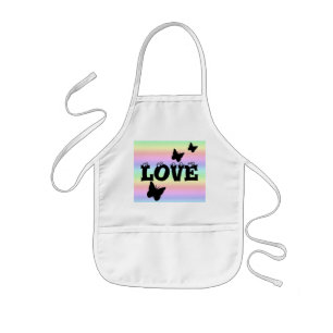 Black Butterfly and Love on Rainbow Kids Apron