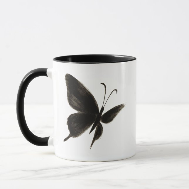 Black Butterfly – Elegant Winged Design on Mug (Left)