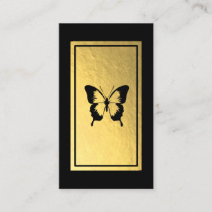 Black Butterfly Faux Gold Foil Business Card