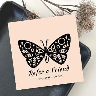 Black Butterfly Logo & Blush Pink Beauty Salon Referral Card
