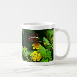 Black Butterfly on Yellow Lantana Coffee Mug