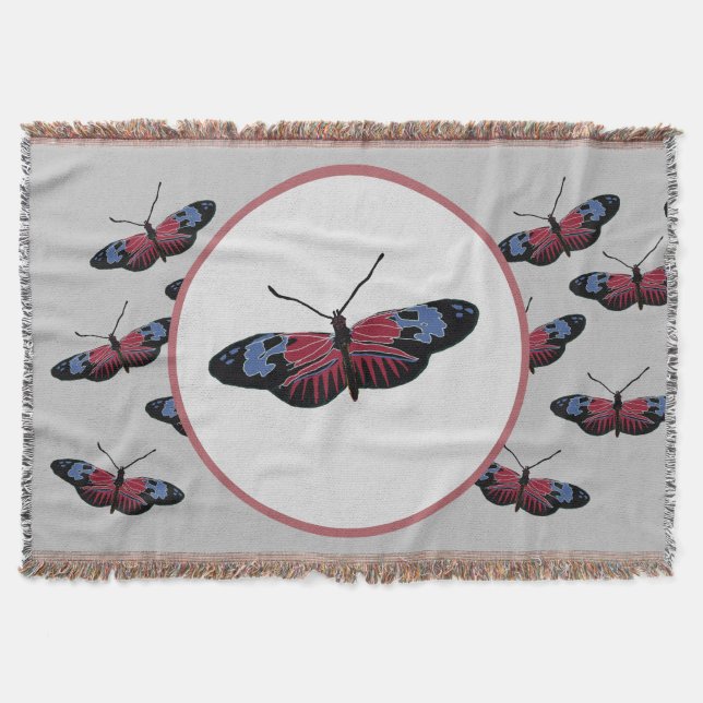 Black Butterfly Throw Blanket (Front)