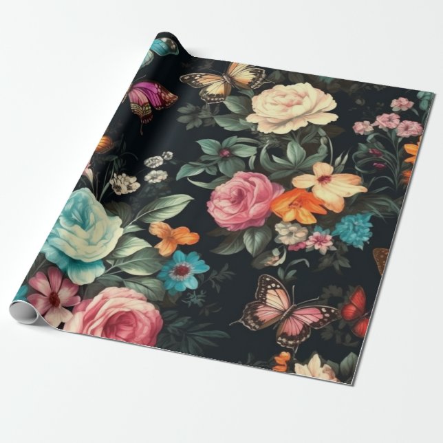 Black Butterfly Vintage Decoupage Tissue Paper (Unrolled)