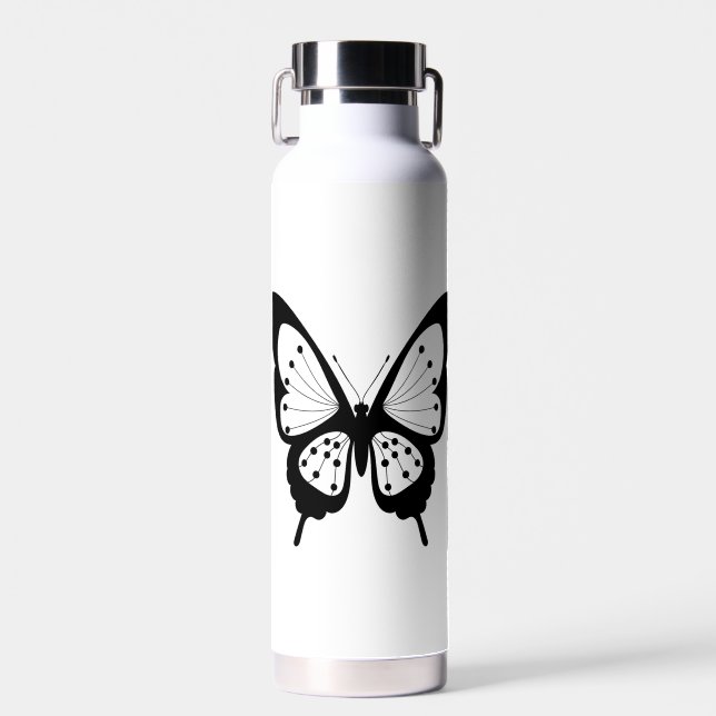 Black Butterfly  Water Bottle (Front)