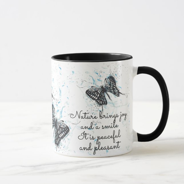 Black Butterfly white coffee tea Mug (Right)