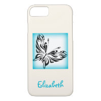 Black Butterfly with Blue Border Personalized