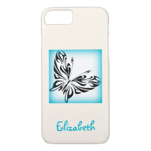 Black Butterfly with Blue Border Personalized Case-Mate iPhone Case