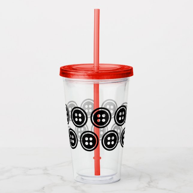 Black Button Custom 16oz, Clear Acrylic Tumbler (Front)