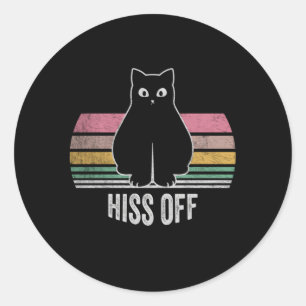Black Ca Hiss Off Meow Cat Classic Round Sticker