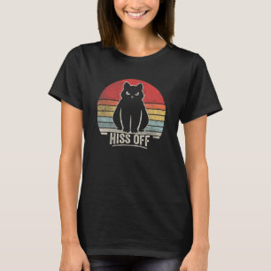 Black Ca Retro Vintage Hiss Off Meow Cat 4 T-Shirt