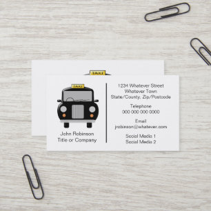 Black Cab Design Taxi Driver Business Card
