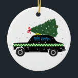 Black Cab Taxi Christmas Tree Drawing Snow  Ceramic Ornament<br><div class="desc">A black city taxi cab is driving home for Christmas,  with a Christmas tree,  decorated with a red Xmas bow. Thoughtful Christmas gift for a cab driver,  a taxi driver. Xmas black taxi cab snow,  winter quirky illustration for all cab drivers.</div>