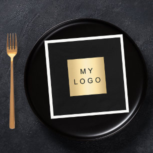 Black cafe bar business logo napkin