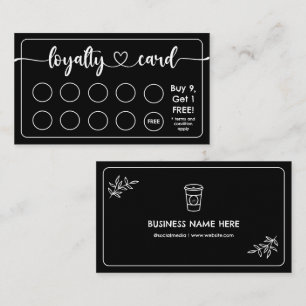 Black Café Coffee Shop Add Your Logo Loyalty Card