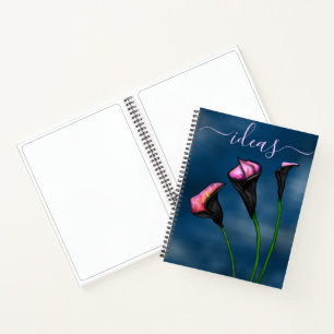 Black Calla Lilies Pink Centre Notebook