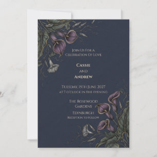 Black Calla Lily Wedding Invitation