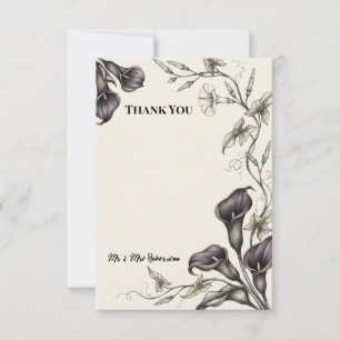 Black Calla Lily Wedding Thank You Card
