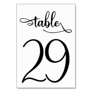 Black calligraphy 3.5x5 table number   Table 29
