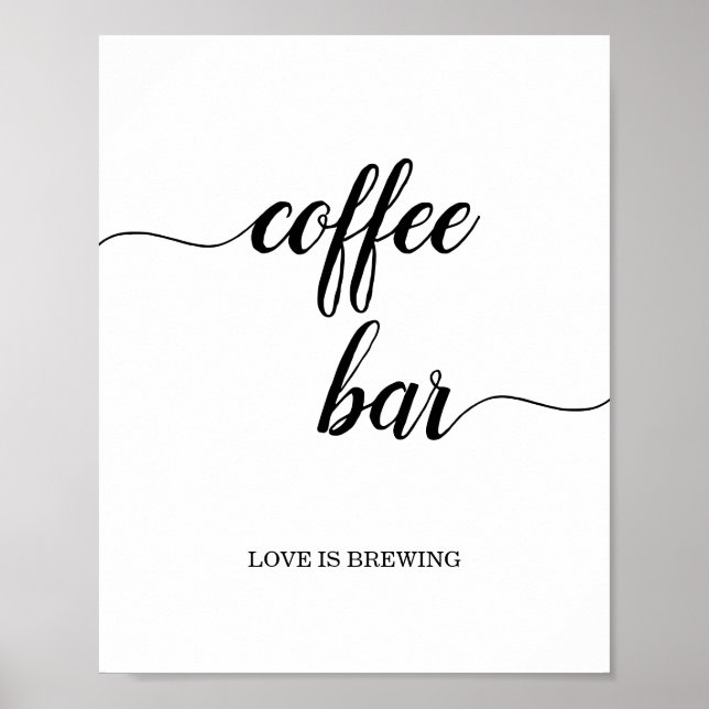 Black Calligraphy Coffee Bar Sign (Front)