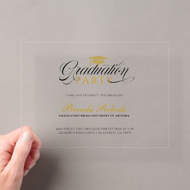 Black Calligraphy Custom Photo Acrylic Invitations (Insitu (Handheld))