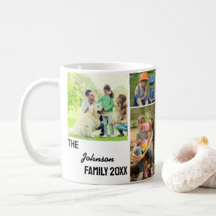 Black Calligraphy Family Photo Collage Coffee Mug