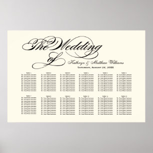Black Calligraphy   Ivory Wedding Seating Chart