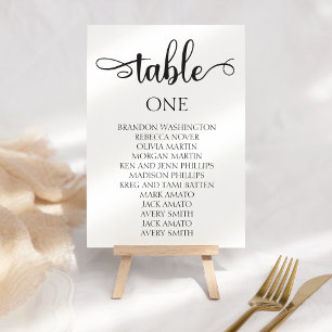 Black Calligraphy Wedding Seating Chart Card 3.5x5
