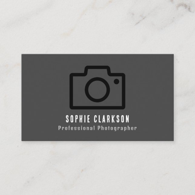 Black Camera Icon, Photographer, Photography Business Card (Front)