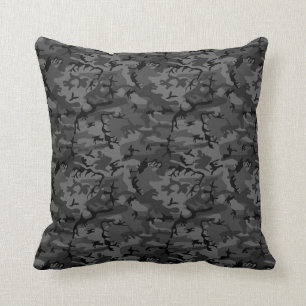 Black Camo Pattern Throw Pillow