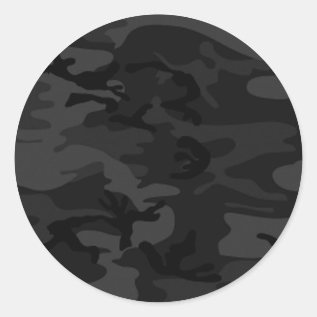 Black Camo Round Stickers (Front)