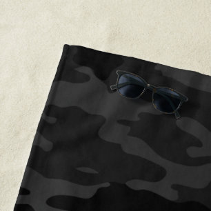 Black Camouflage Beach Towel