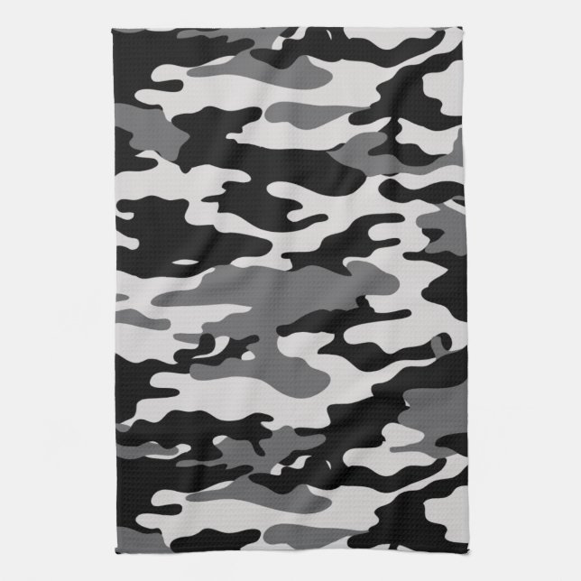Black Camouflage Kitchen Towel (Vertical)