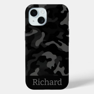 Black Camouflage Monogram iPhone Case