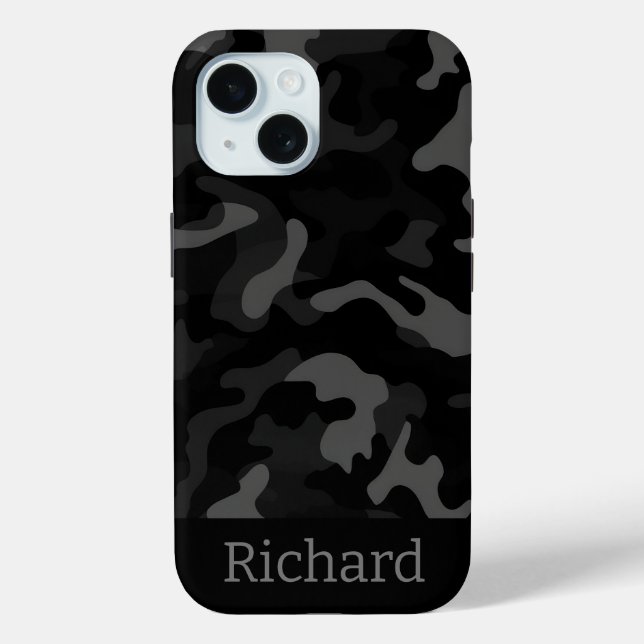 Black Camouflage Monogram iPhone Case (Back)