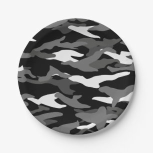 Black camouflage paper plate