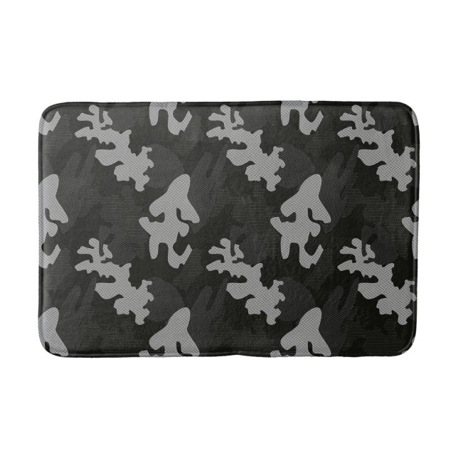 Black Camouflage Pattern Bath Mat (Front)