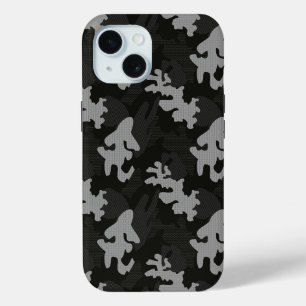 Black Camouflage Pattern iPhone 15 Case
