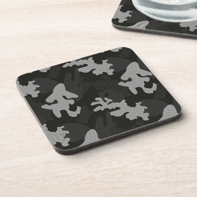 Black Camouflage Pattern Coaster (Left Side)