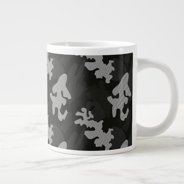 Black Camouflage Pattern Large Coffee Mug (Right)