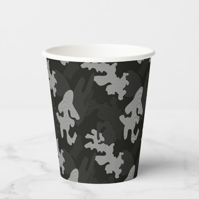 Black Camouflage Pattern Paper Cups (Front)