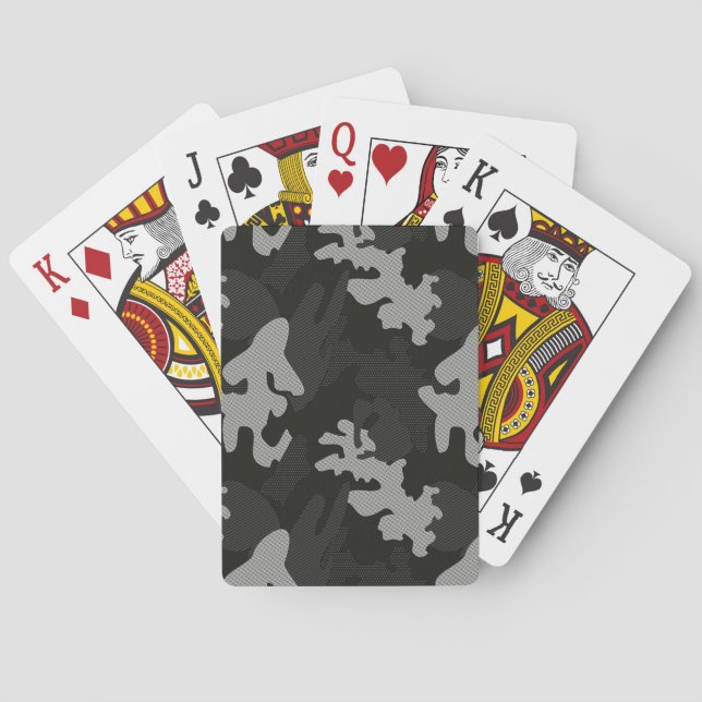 Black Camouflage Pattern Playing Cards (Back)